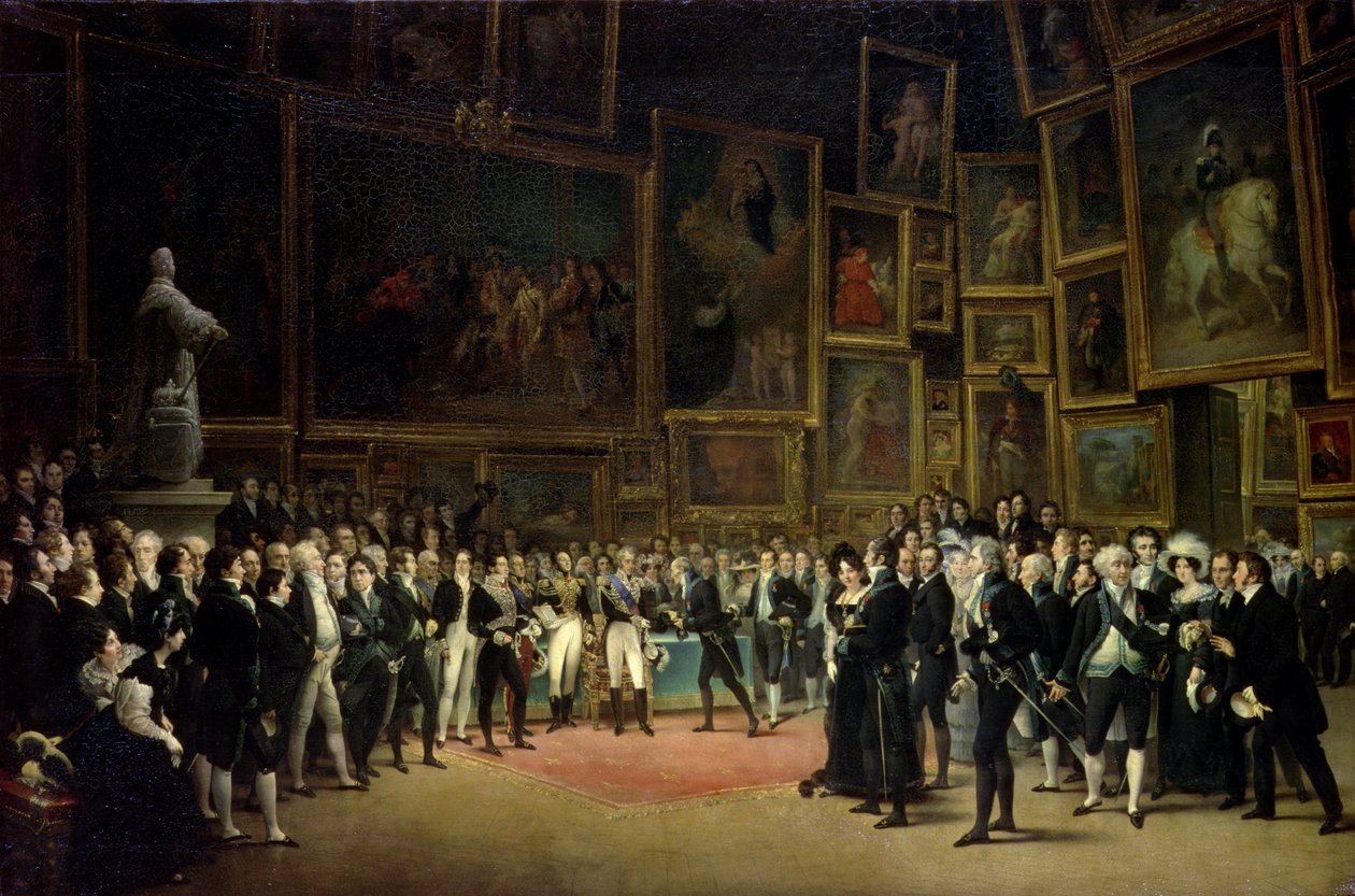 X. Károly díjat ad át a művészeknek az 1824-es kiállítás végén alkotó: François Joseph Heim