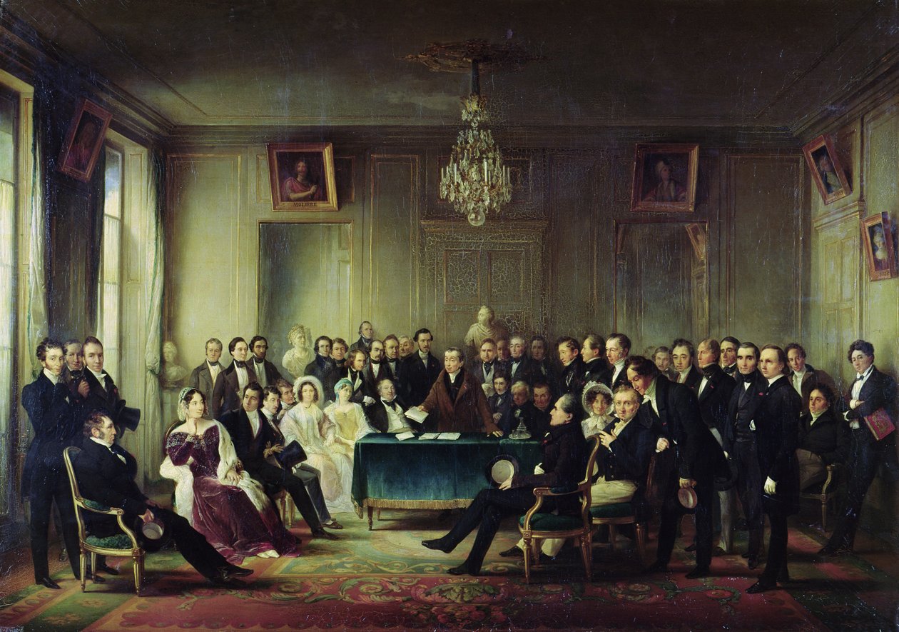 Francois Andrieux (1759-1833) „Junius Brutus” című tragédiáját olvassa a Comedie Francaise előcsarnokában, 1828. május 26., 1847 (lásd még: 216914) alkotó: François Joseph Heim
