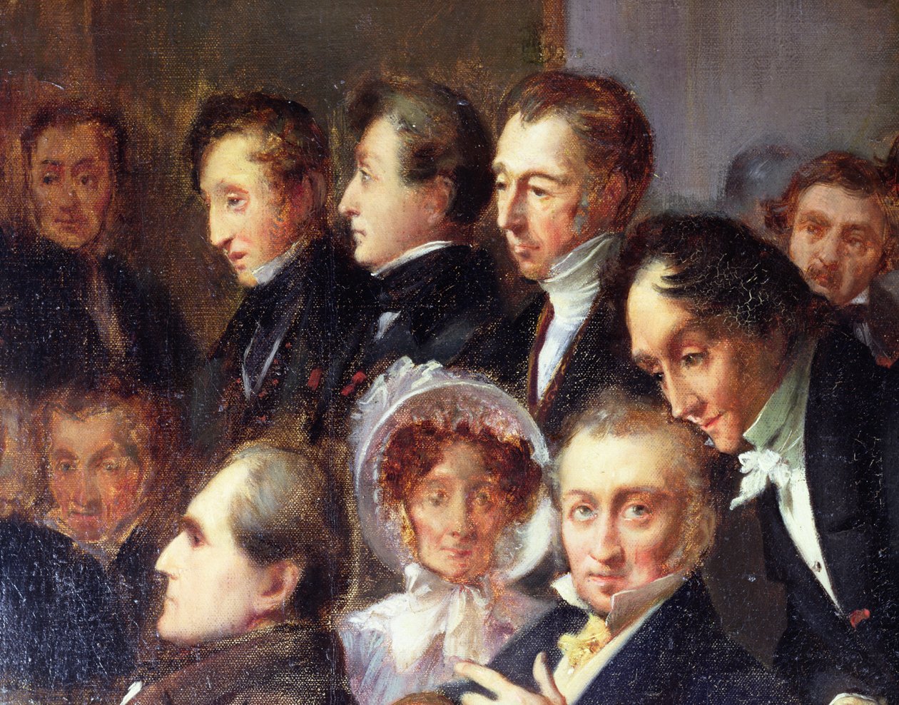 Előadás a Comedie Francaise előcsarnokában, 1828. május 26., 1830 körül (részlet) alkotó: François Joseph Heim