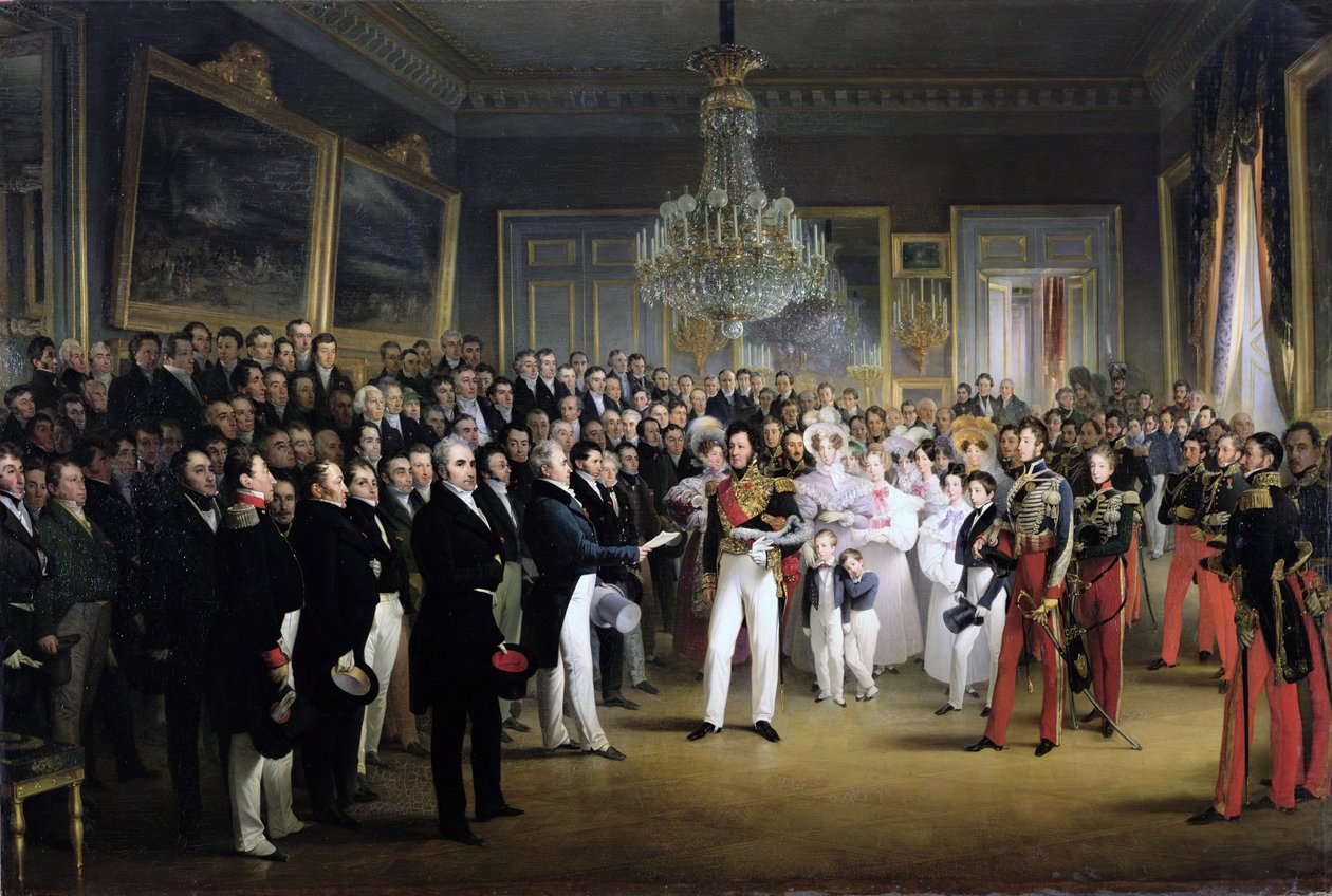 A Palais Royal képviselőháza Orléans hercegének idézése, 1830. augusztus 7. alkotó: François Joseph Heim