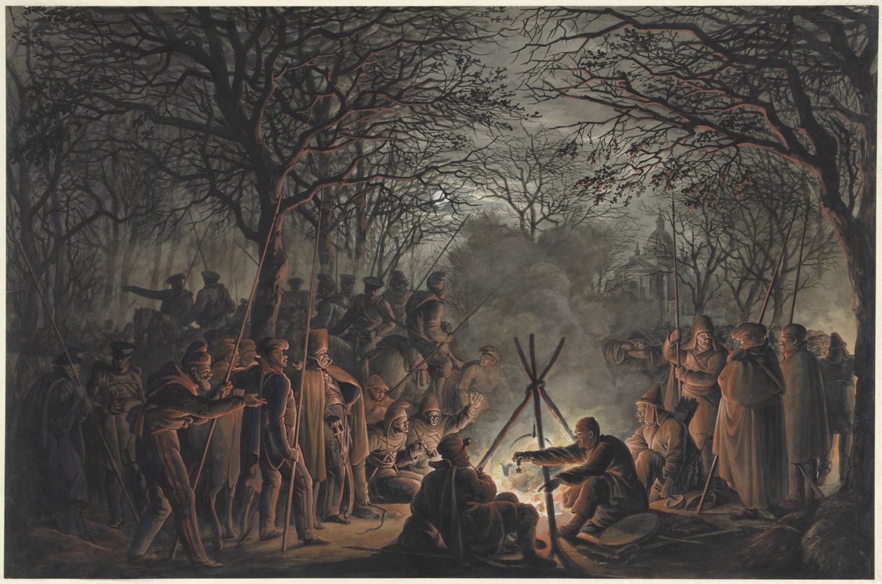 A kozákok tábora a Muiderpoort mellett Amszterdamban, 1813 alkotó: François Joseph Pfeiffer (II)