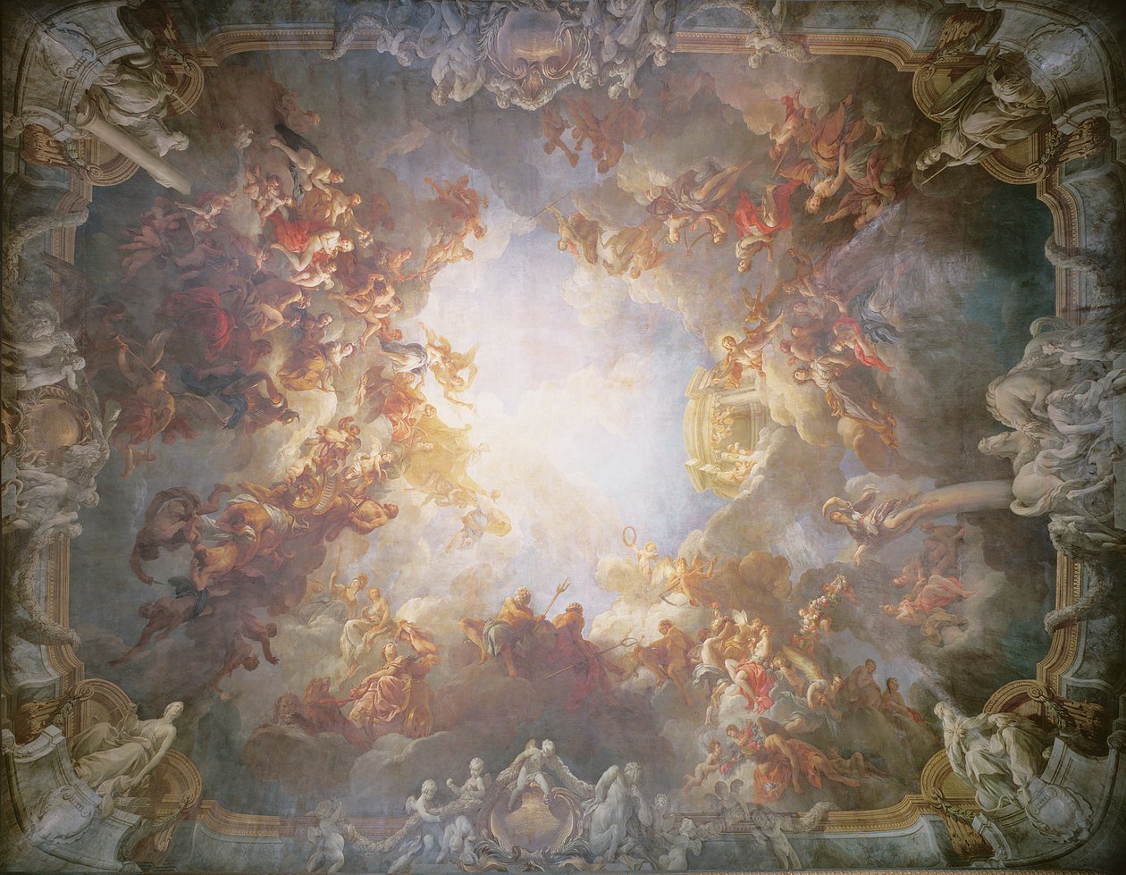Herkules apoteózisa, a Herkules szalon mennyezetéről, 1733-6 alkotó: François Lemoyne