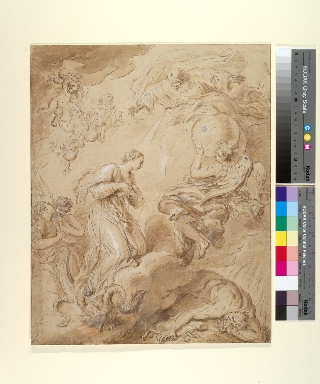 A Szeplőtelen Fogantatás, 1700-37 körül (tinta, mosás és gouache papíron) alkotó: François Lemoyne