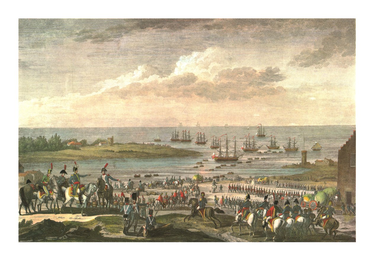 Az angolok beszállása Hollandiába, 1799. november 30., 1850 alkotó: François Louis Couché