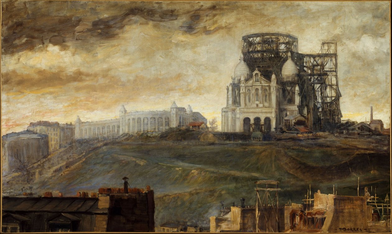 A Butte Montmartre a Sacré-Coeur építés alatt, 1890 körül (olaj, vászon) alkotó: François Marius Borrel