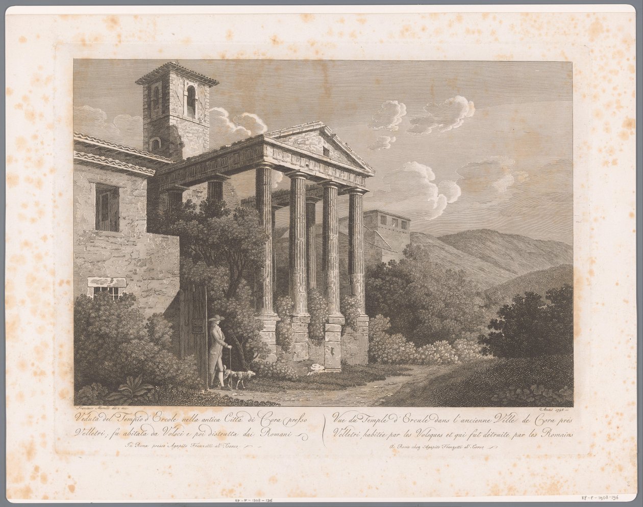 Kilátás a Herkules-templomra Coriban, Velletri közelében Róma kilátásai (sorozat címe) alkotó: François Morel