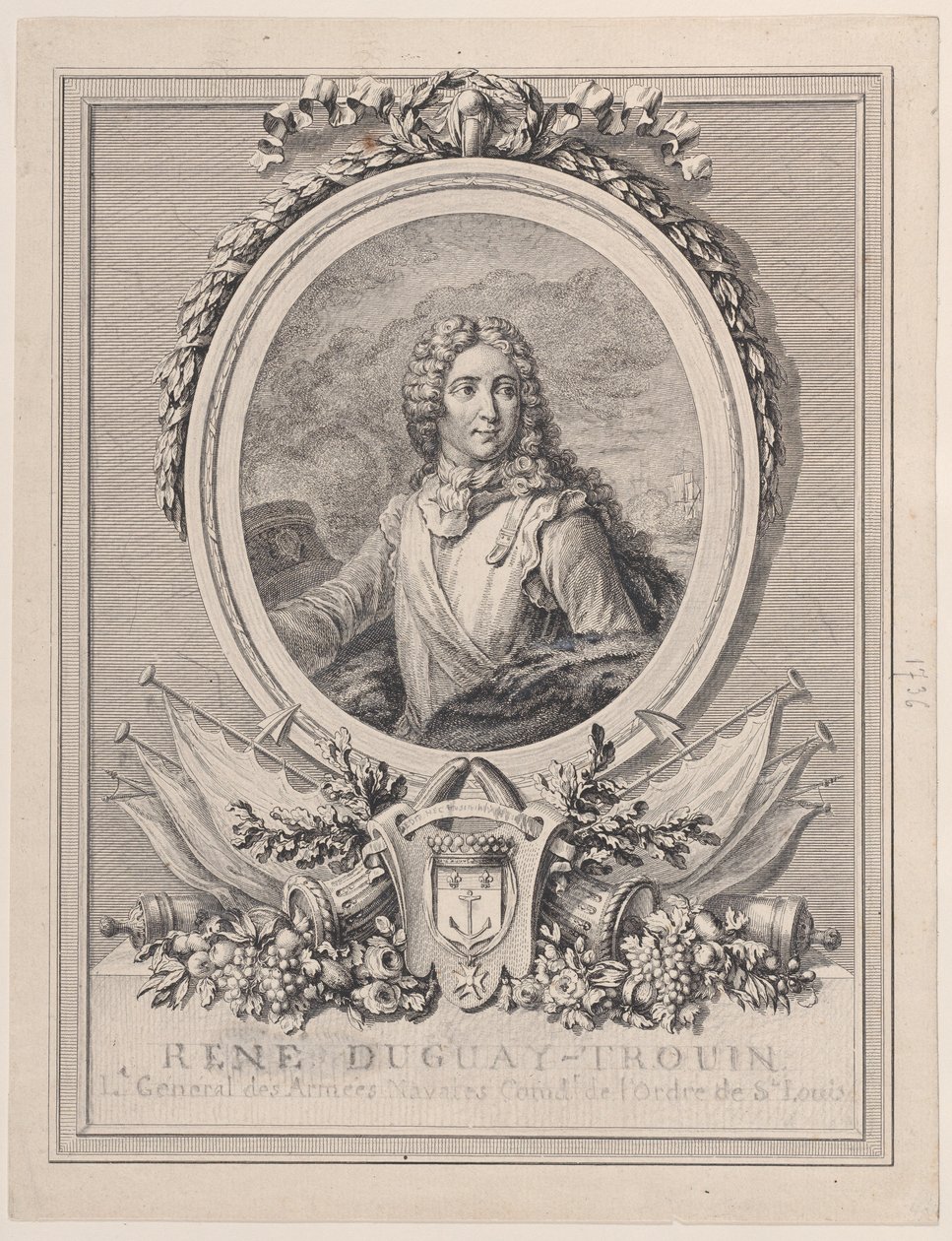 René Duguay-Trouin, a Király Tengerészeti Hadseregeinek altábornagyának portréja, 1..., 1765-1807. alkotó: François Nicolas Barthélemy Dequevauviller