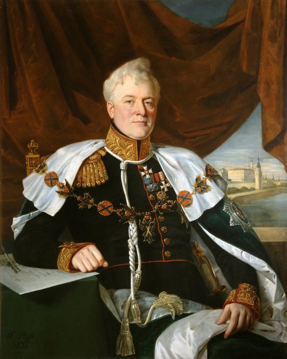 Dmitrij Vlagyimirovics Golicin herceg portréja 1771-1844, 1835 alkotó: François Nicolas Riss