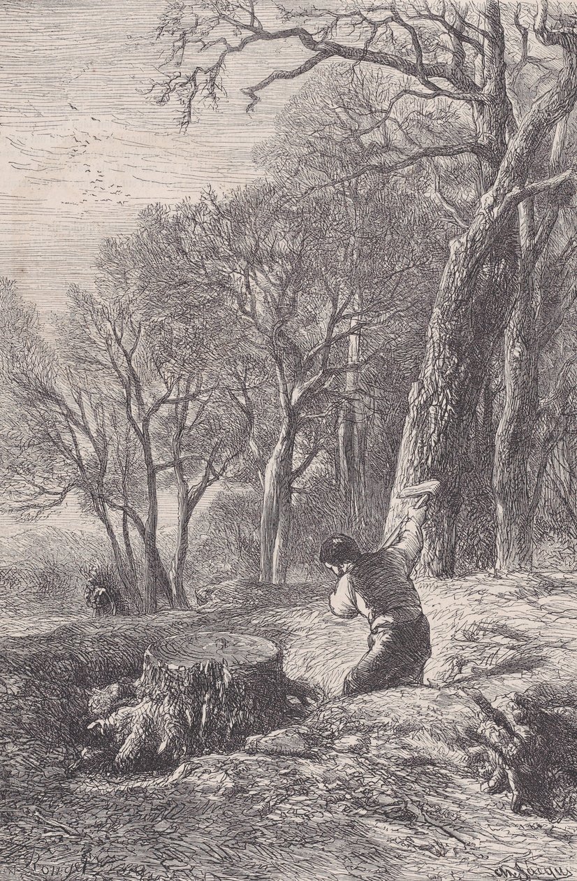 Téli jelenet: a tuskóhúzó, Magasin Pittoresque-ből, kb. 1852. alkotó: François Rouget