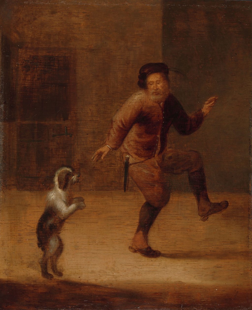 Egy férfi táncol egy kutyával alkotó: François Verwilt (attributed to)