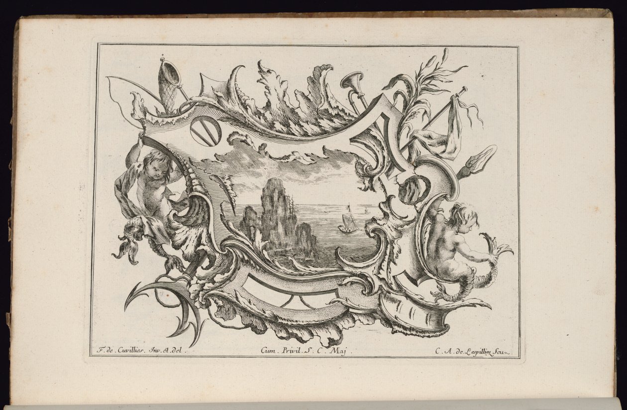 Patron fiatal tritonokkal, Szabálytalan töltények könyve alkotó: François de Cuvilliés the Elder