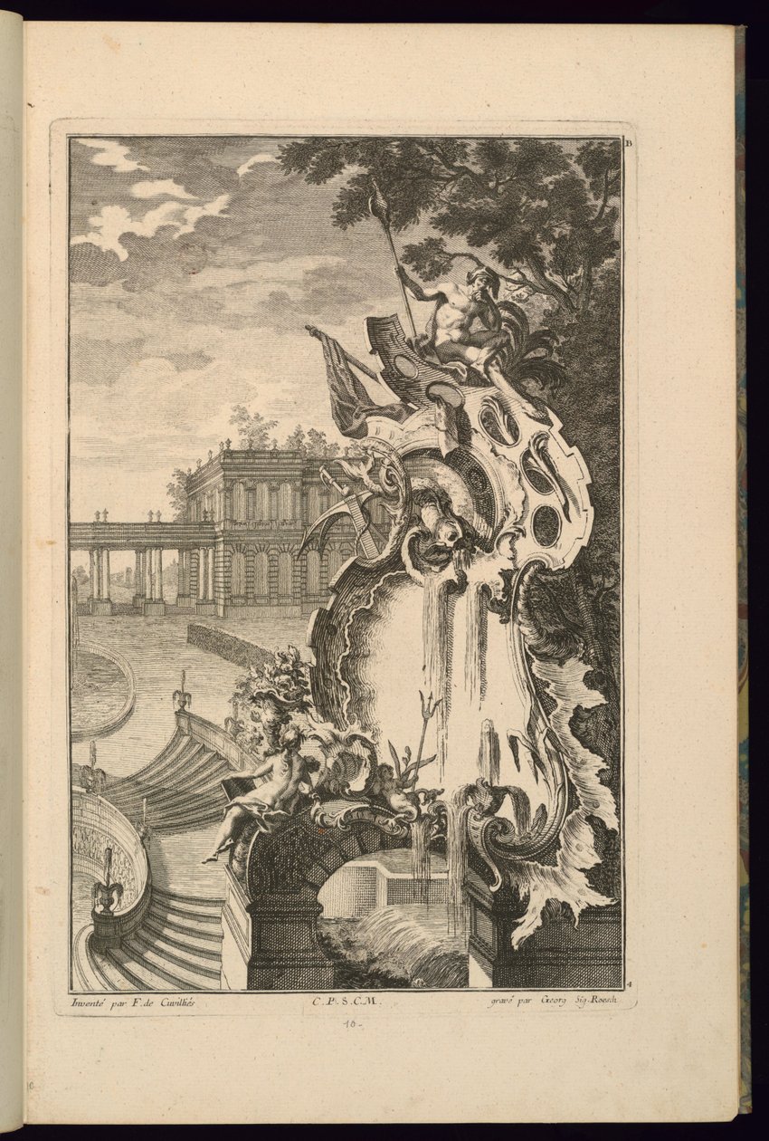 Tervezés horgonyos szökőkúthoz alkotó: François de Cuvilliés the Elder