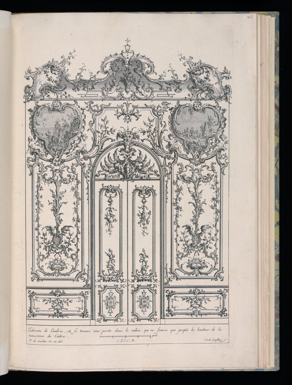 Fal dupla ajtóval, Livre de Lambris (A lambéria könyve) alkotó: François de Cuvilliés the Elder