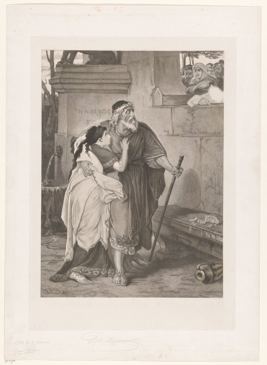 Vak Oidipusz Antigoné vezetésével alkotó: François de Meersman (signed by artist)
