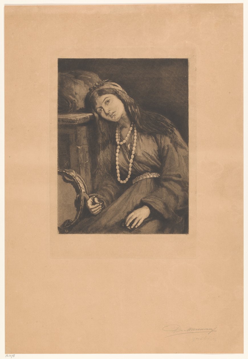 Pihenő zenész kasztnival és tamburával Mignon (eredeti cím) alkotó: François de Meersman (signed by artist)