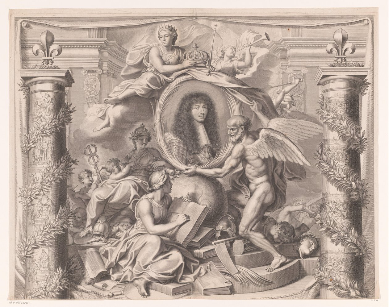 XIV. Lajos allegorikus portréja (felső rész) alkotó: François de Poilly (I)