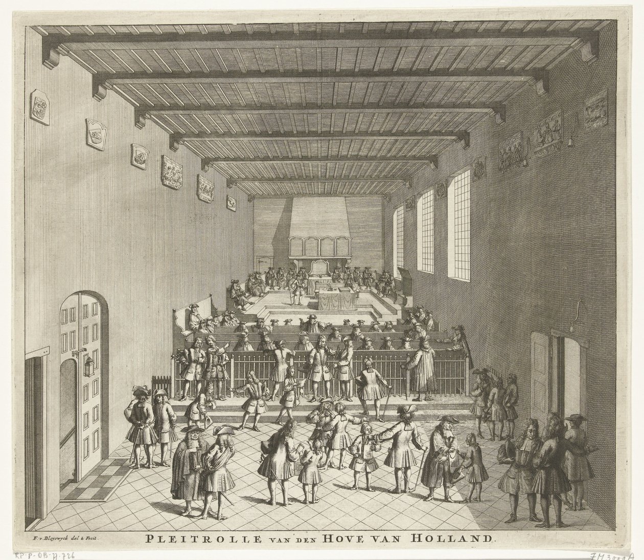 A holland bíróság ülése, 1700 körül Pleitrolle van den Hove van Holland (cím a tárgyon) alkotó: François van Bleyswijck