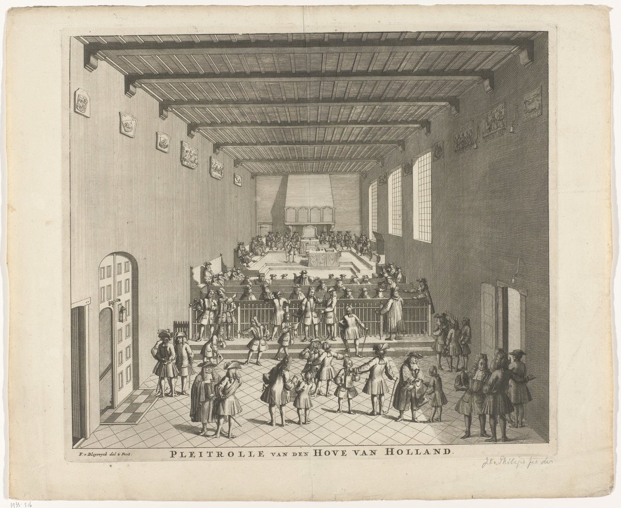 A holland bíróság ülése, 1700 körül Pleitrolle van den Hove of Holland (cím a tárgyon) alkotó: François van Bleyswijck