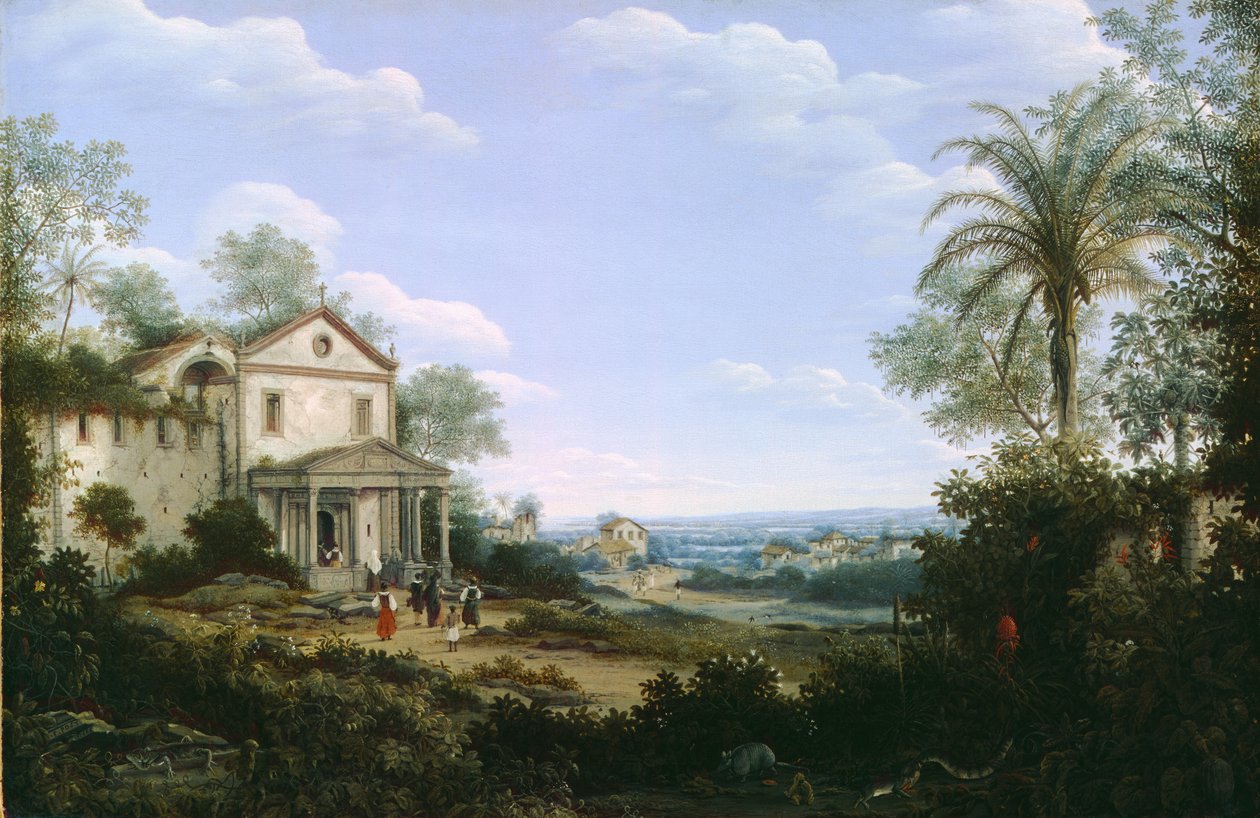 Kilátás az olindai jezsuita templomra, Brazíliában, 1665 alkotó: Frans Post