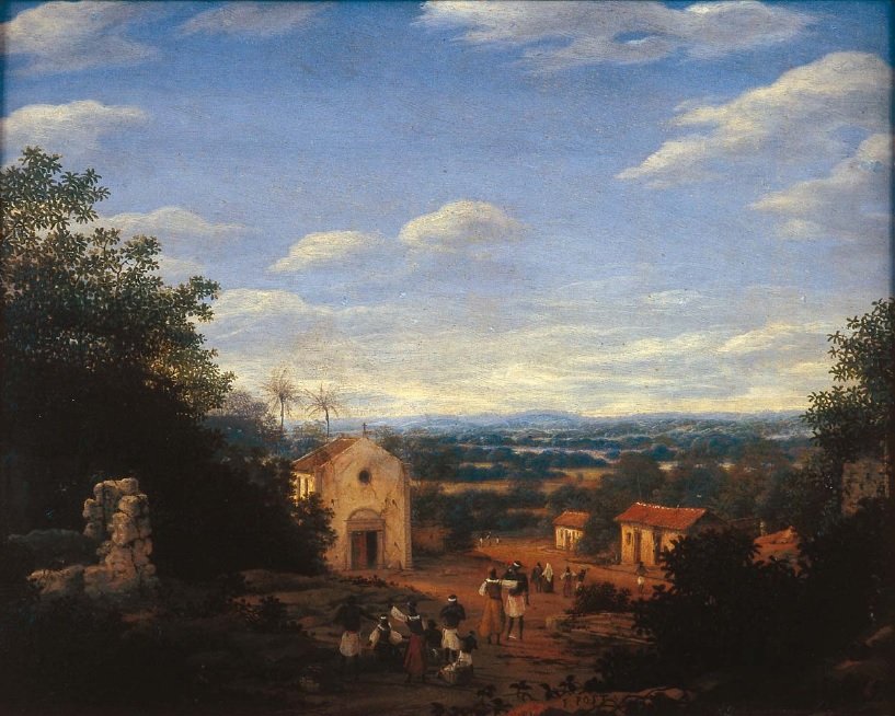 Kozmás és Damianus -templom a brazil brazil Igarassu városban. alkotó: Frans Post