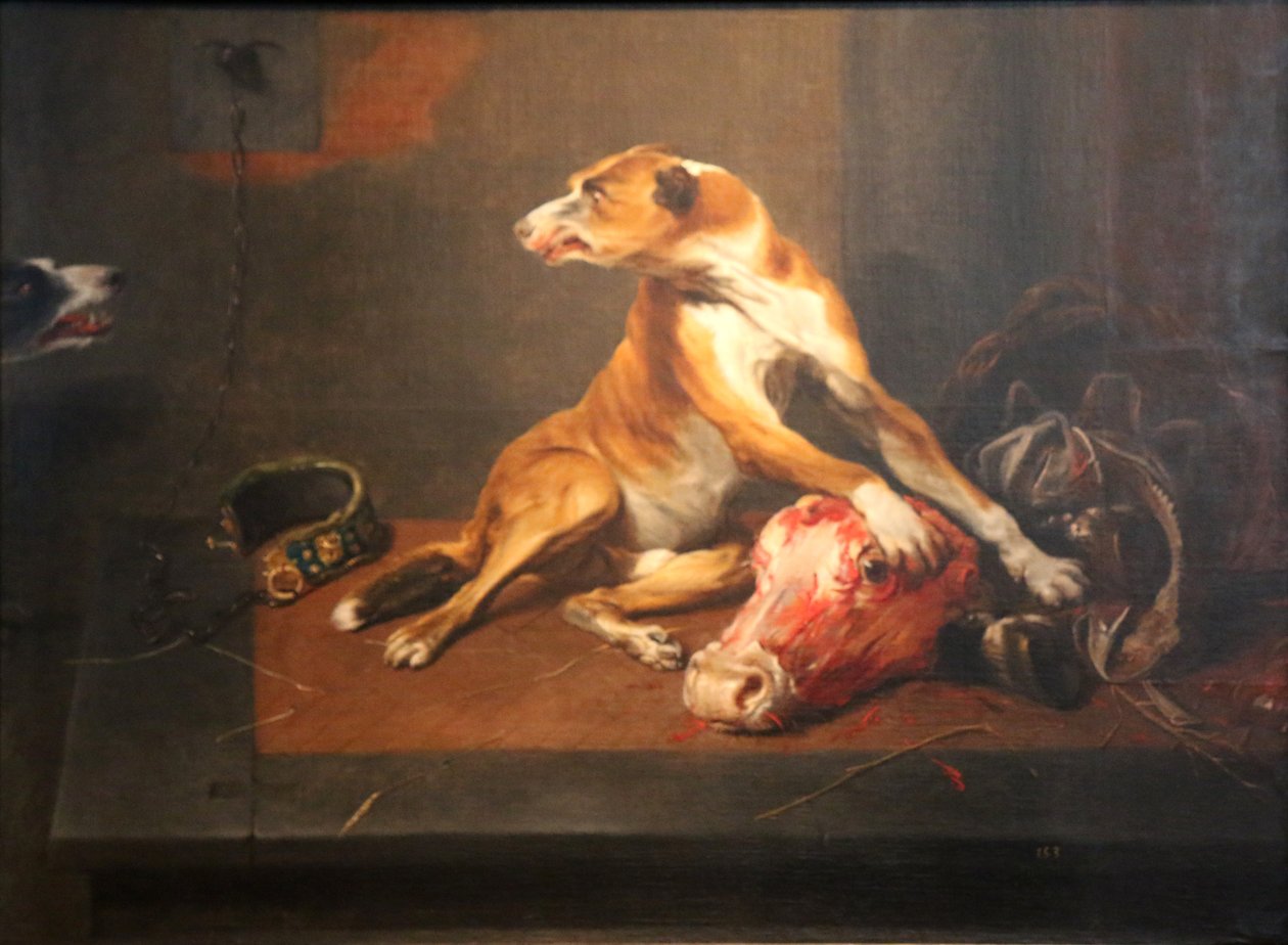 Két kutya egy kamrában alkotó: Frans Snyders or Snijders