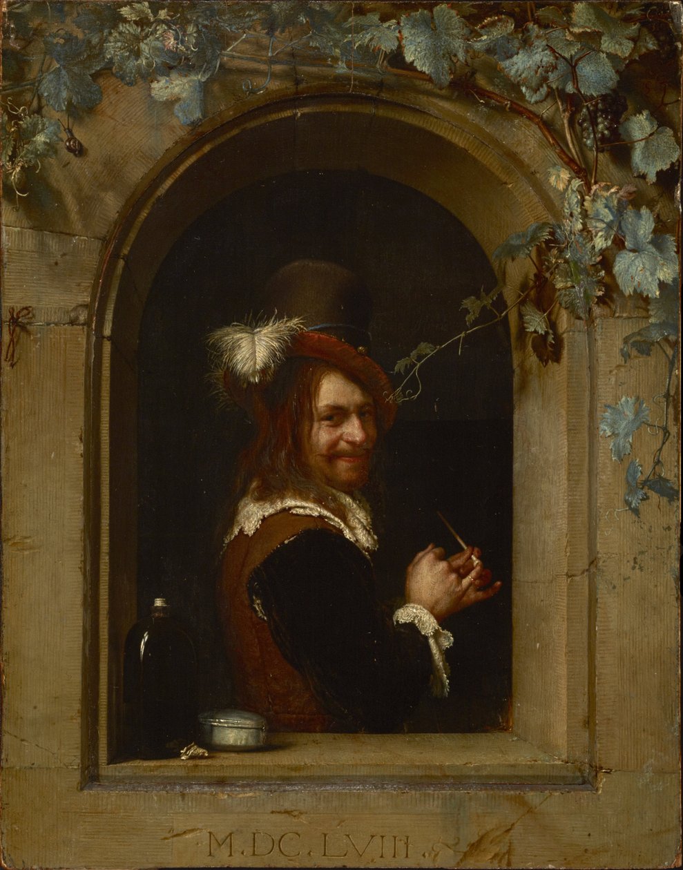 Férfi pipával az ablakban alkotó: Frans van Mieris the Elder  