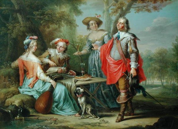 Piknik a parkban (olaj a panelen) alkotó: Frans Christoph Janneck
