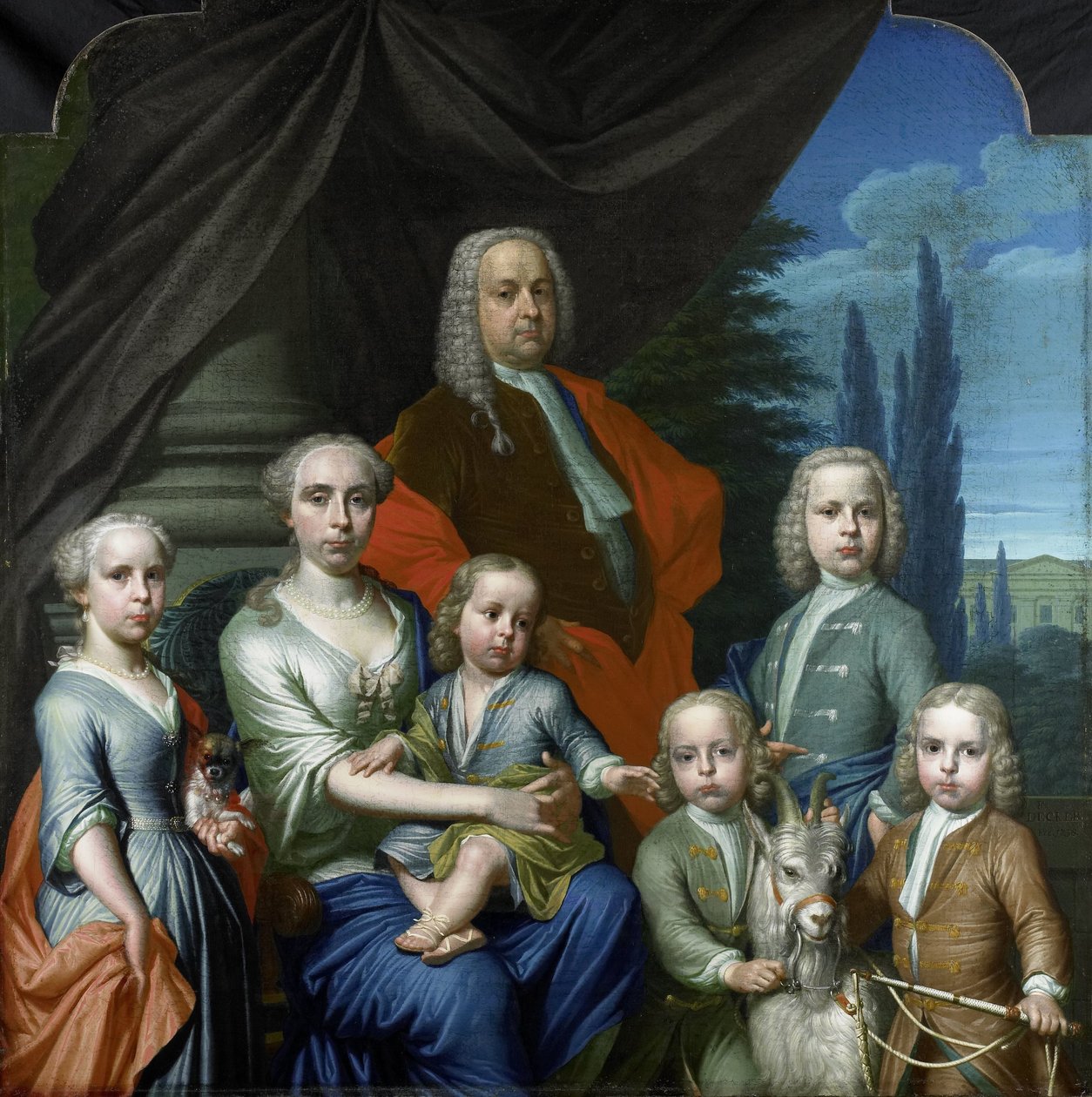 Willem Philip Kops (1695-1756), feleségével és gyermekeivel alkotó: Frans Decker