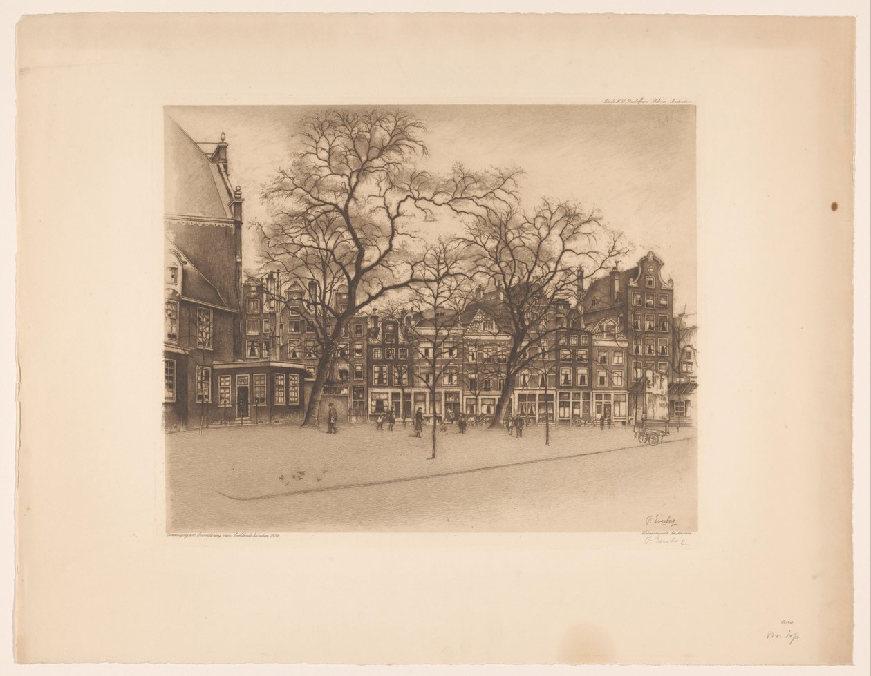 Kilátás a Noordermarktra Amszterdamban Noordermarkt, Amszterdam (cím a tárgyon) alkotó: Frans Everbag (signed by artist)