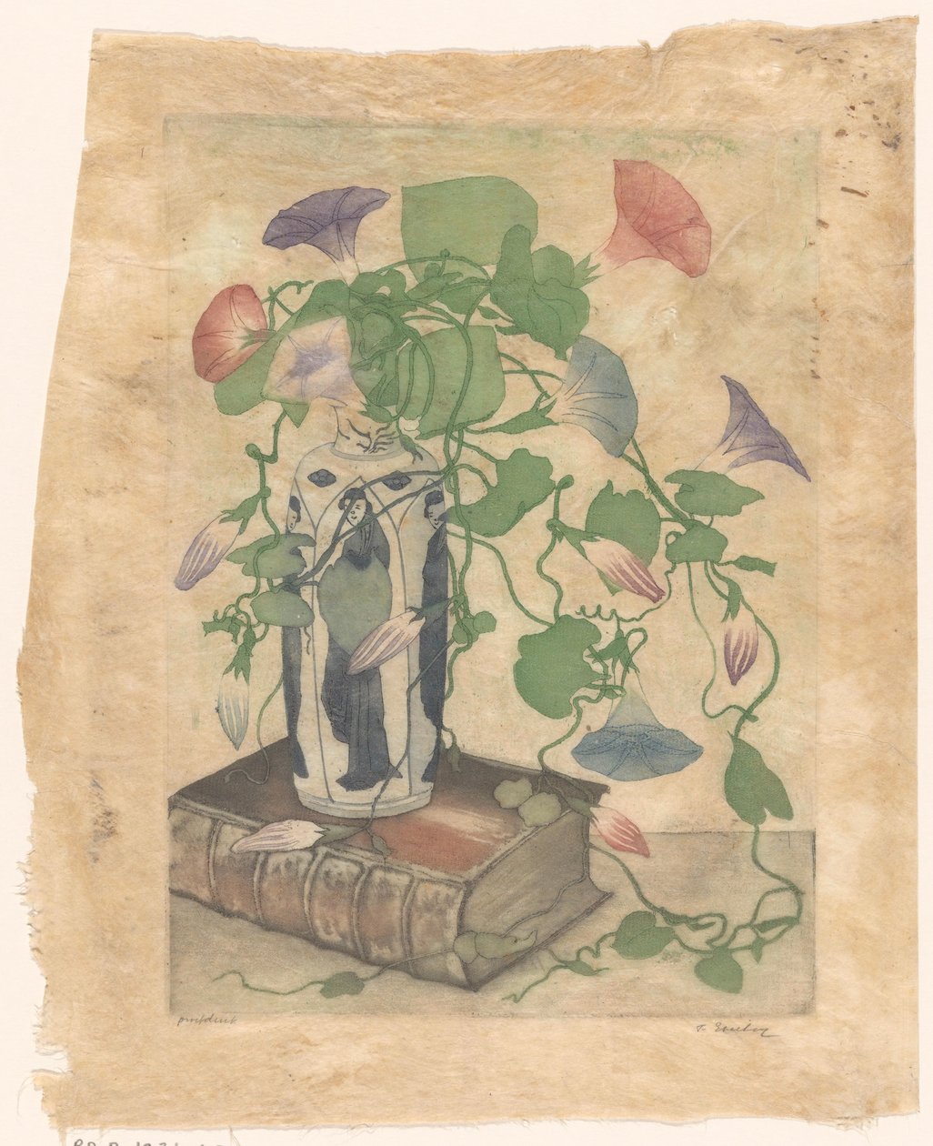 Bindweed kerámia vázában alkotó: Frans Everbag (signed by artist)