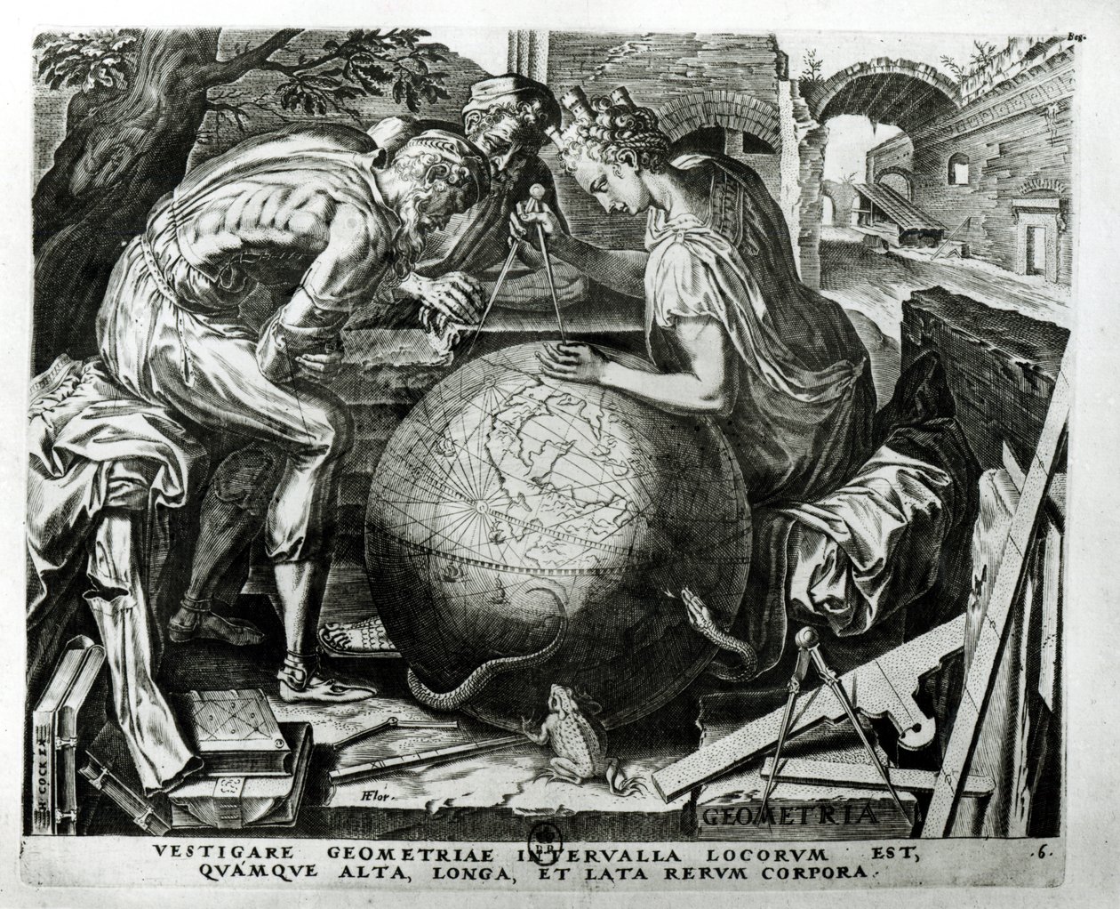 Geometria, metszett: Hieronymus Cock (1510-70 körül) alkotó: Frans Floris