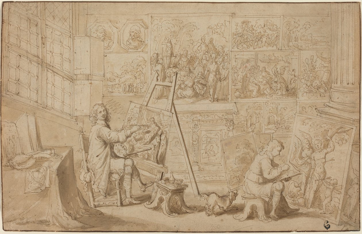 Egy művészstúdió [recto] alkotó: Frans Francken the Younger