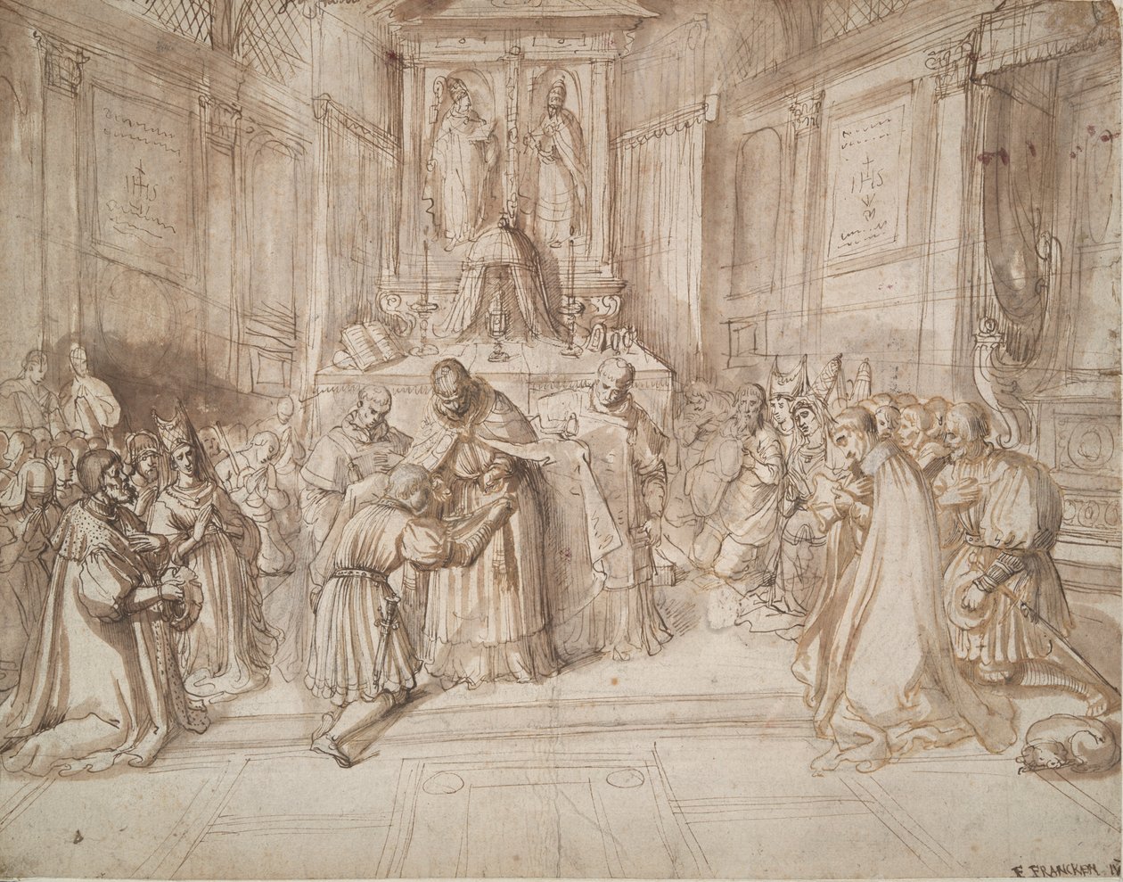 Egy fiatalember lovaggá ütése [?] alkotó: Frans Francken the Younger