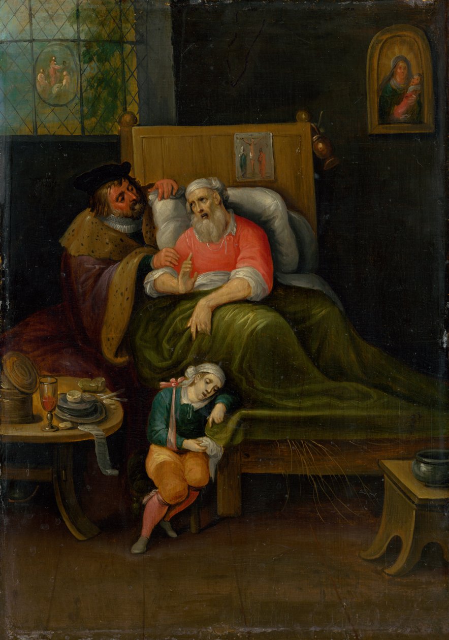 A betegek látogatása az irgalmasság hét cselekedetéből alkotó: Frans Francken the Younger