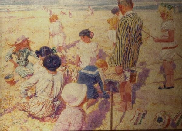 A napsütésben (olaj, vászon) alkotó: Frans Gaillard