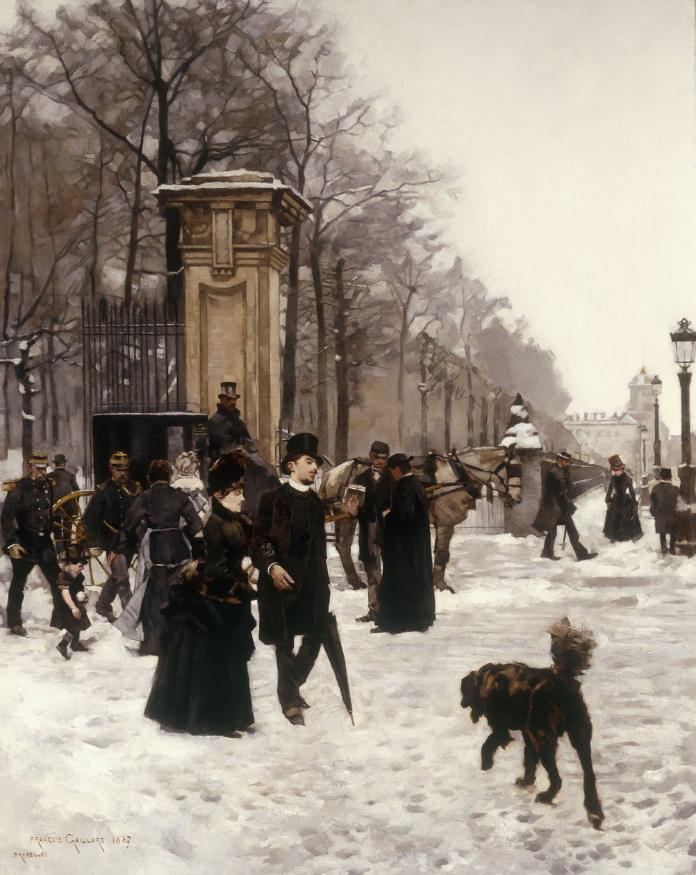 Sétány egy téli napon, Brüsszel, 1887 alkotó: Frans Gaillard