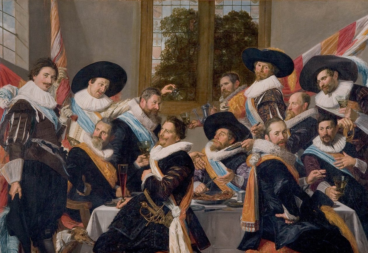 A Calivermen polgárőrség tisztjeinek bankettje alkotó: Frans Hals