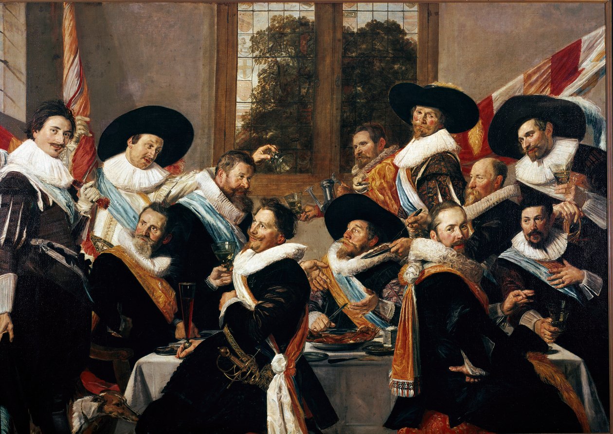 A Haarlemi Szent Adrien Testület tiszteinek bankettje Franz Hals festménye (kb. 1580-1666) 1627 V. 266,5x183 cm Haarlem, Frans Hals Múzeum, Hollandia alkotó: Frans Hals