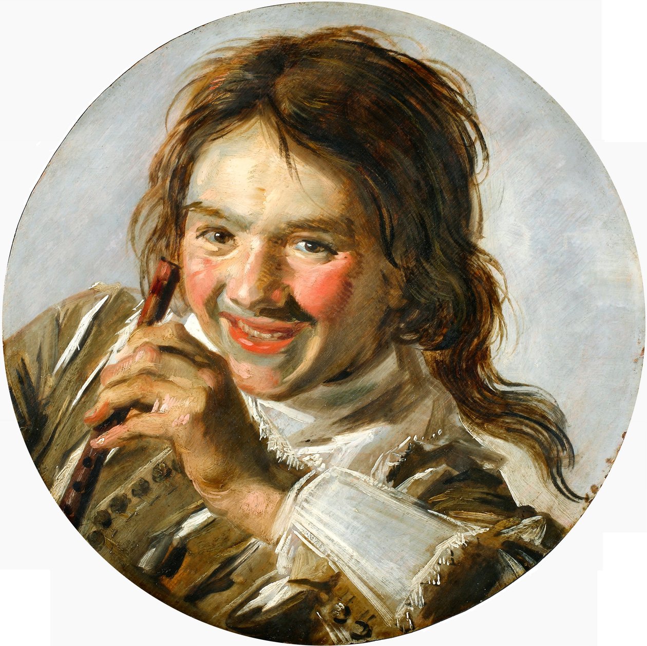 Félalakos portré egy nevető fiú fuvolával alkotó: Frans Hals