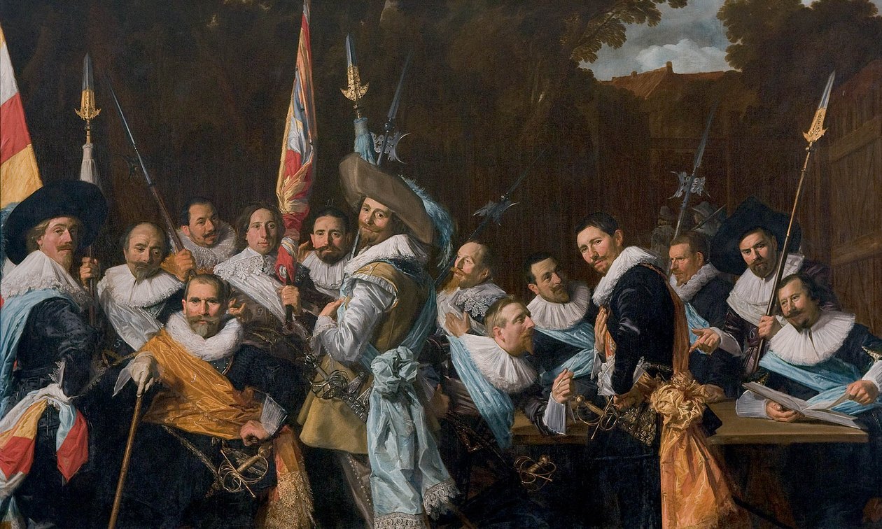 A Calivermen Polgárőrség tisztjeinek és őrmestereinek találkozója alkotó: Frans Hals