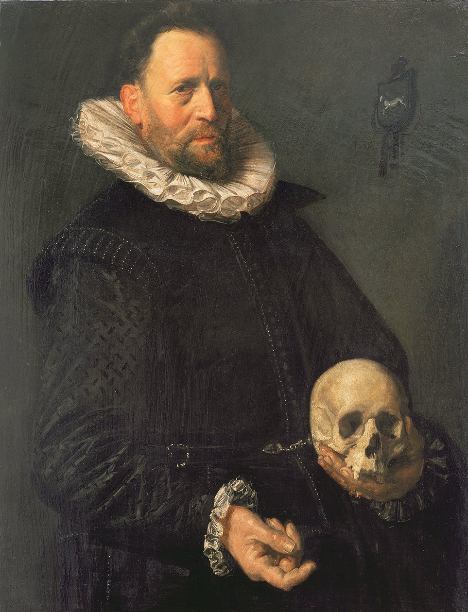 Koponyát tartó férfi portréja, 1611–1612 körül (panel) alkotó: Frans Hals