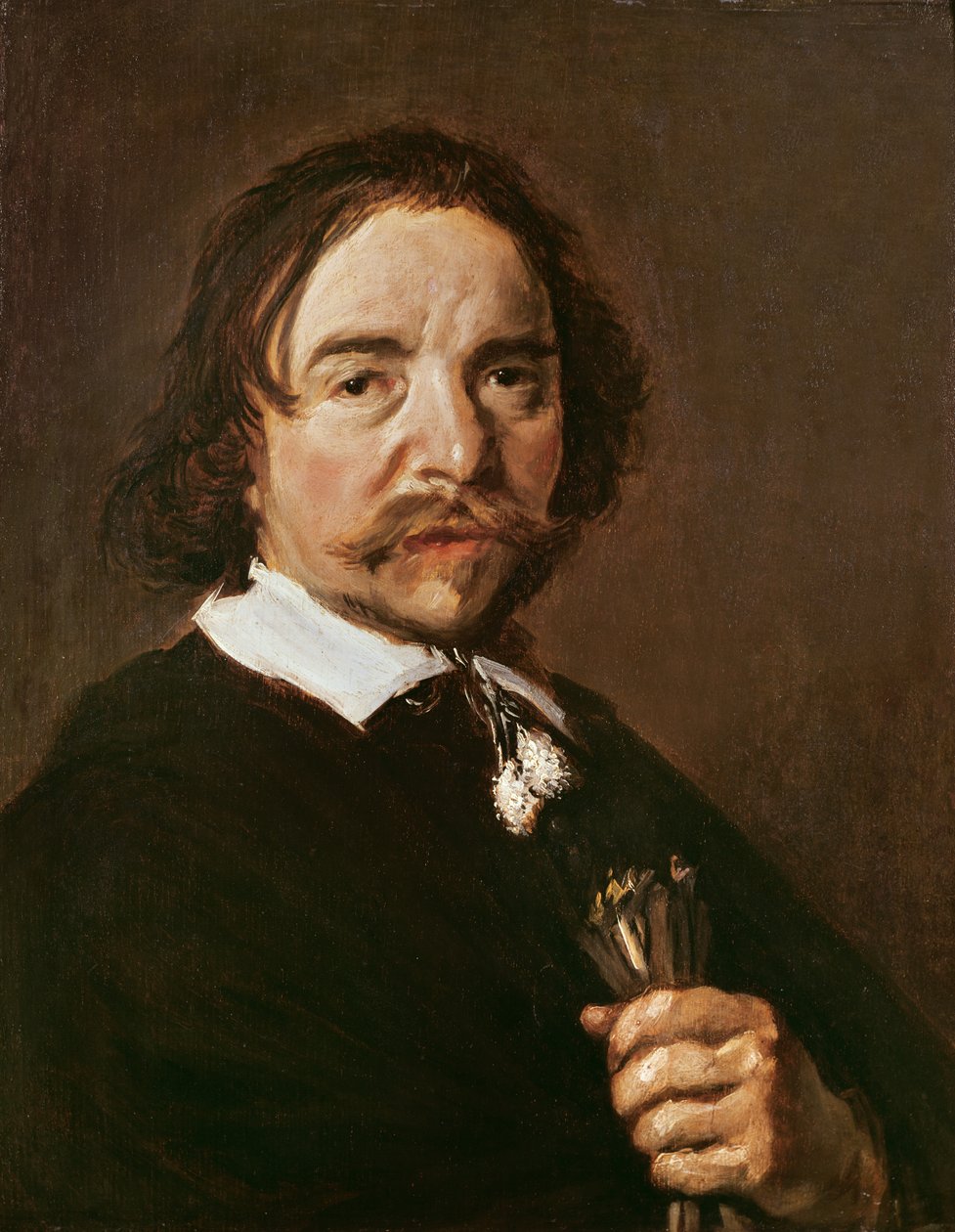 Kesztyűs, fekete hajú férfi portréja, 1657 körül alkotó: Frans Hals