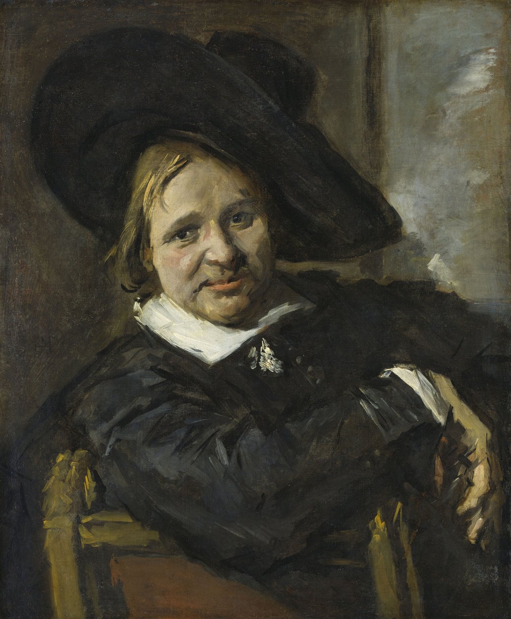 Ülő férfi portréja, puha kalapot viselve alkotó: Frans Hals