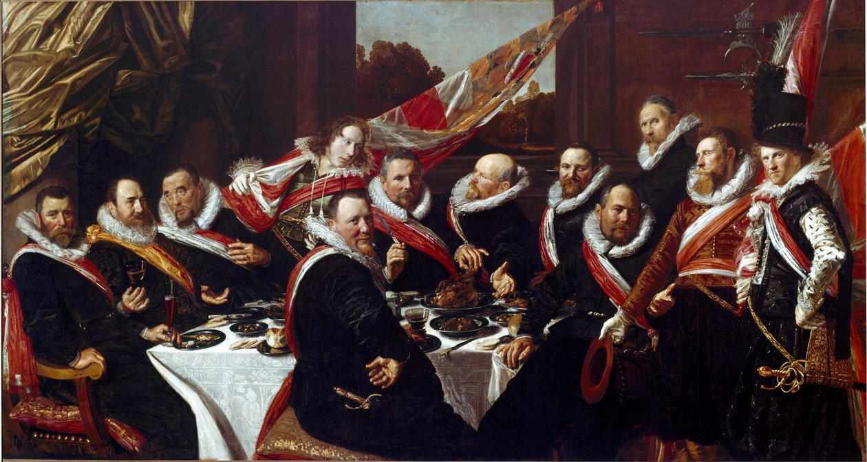 A Haarlemi Szent György íjászhadtest tiszteinek bankettje Frans Hals festménye (kb. 1580-1666) 1616 v. 170 x 120 cm Haarlem, Frans Hals Múzeum, Hollandia alkotó: Frans Hals