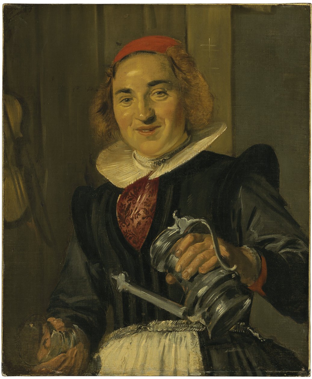 Fiatal nő kezében egy pohár és egy zászló alkotó: Frans Hals