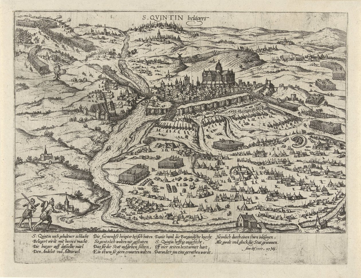 Saint Quentin ostroma, 1557 S. Quintin belägert (cím az objektumon) 2. sorozat: Események Hollandiában, 1555-1558 (sorozat címe) alkotó: Frans Hogenberg