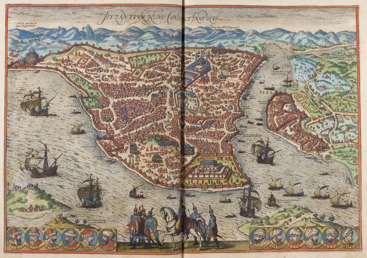Bizánc. Konstantinápoly: A világ városai, 1572 alkotó: Frans Hogenberg