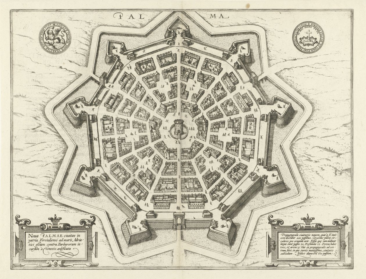 Palmanova térképe Palma (cím a tárgyon) alkotó: Frans Hogenberg