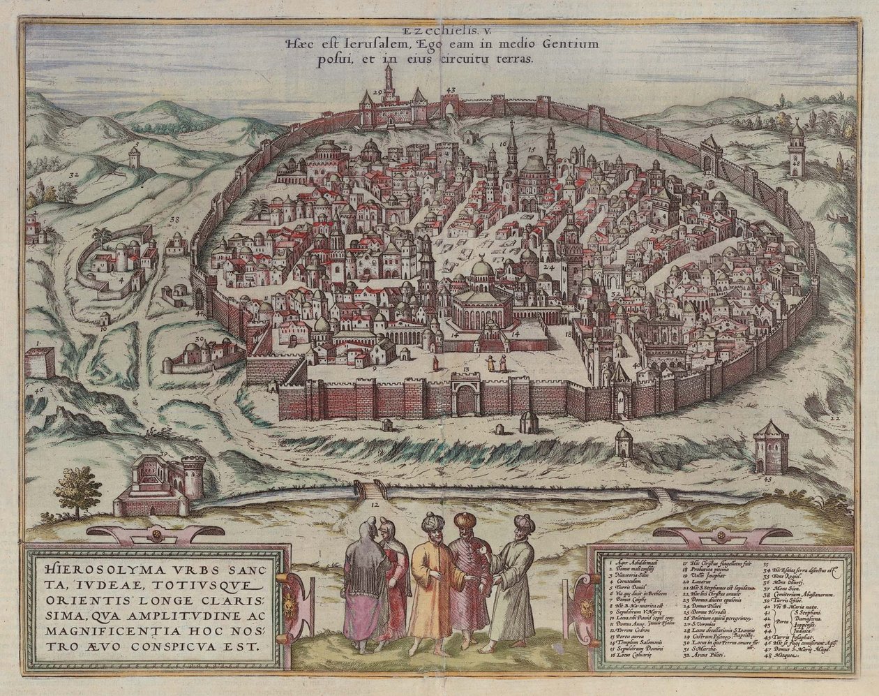 A jeruzsálemi térkép forrása: Jansson, jan Spanyolország jeles városainak térképe, Amszterdam, 1657, 1657 alkotó: Frans Hogenberg