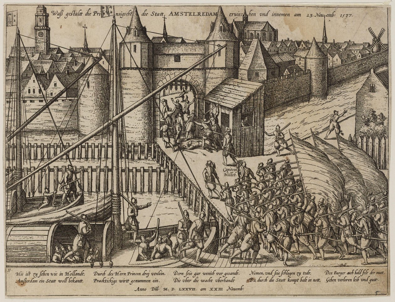 Amszterdam megtámadása 1577. november 23-án. alkotó: Frans Hogenberg